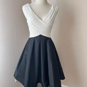 Adrianna Papell Black and White Asymmetrical Dress